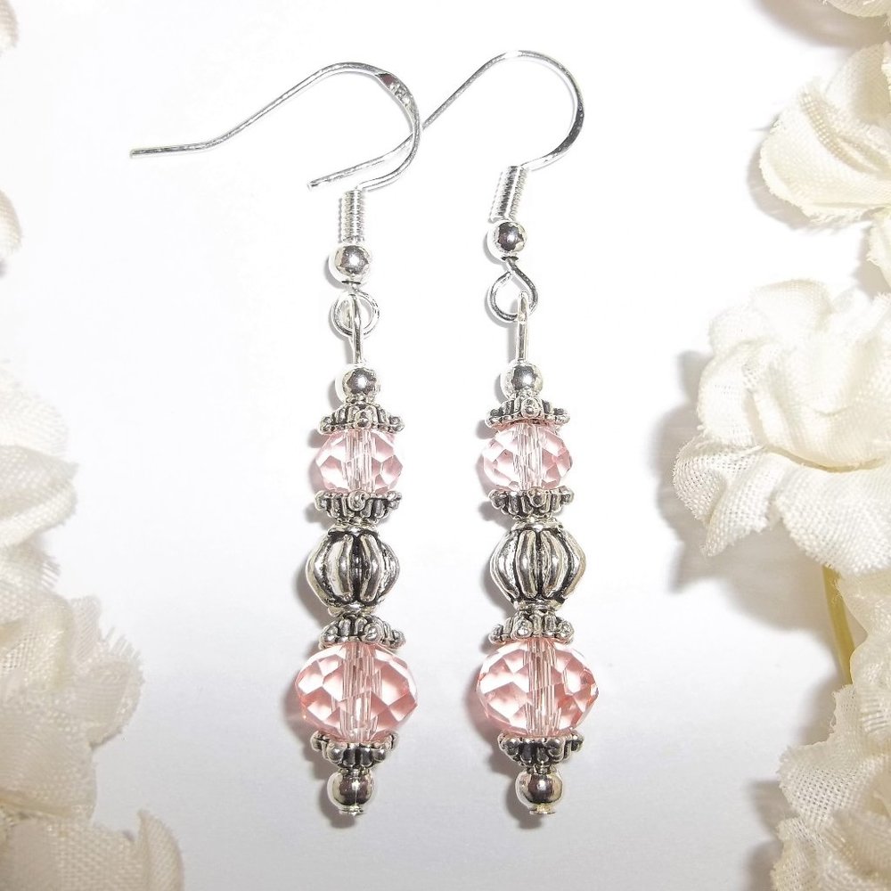 Pink Glass Earring Set Handmade NWT Gift Idea Jewelry Gift For Her Woman 5798